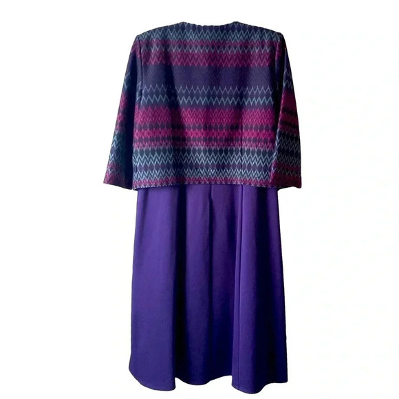 NWT DN Designs Purple Eggplant Gray Ponte Knit Jacket Dress Size 14, padded - Picture 3 of 11
